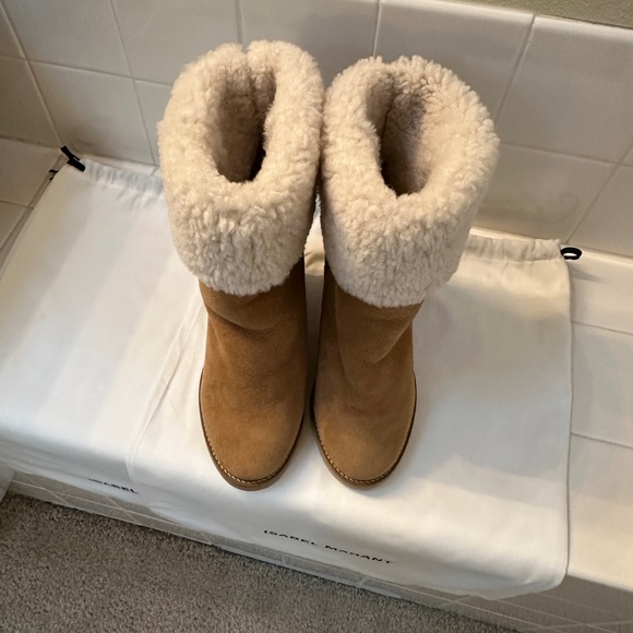 Isabel Marant Shearling Totam Wedge Boots. Sz 38. Orig. $1080 Runs small - Picture 7 of 7